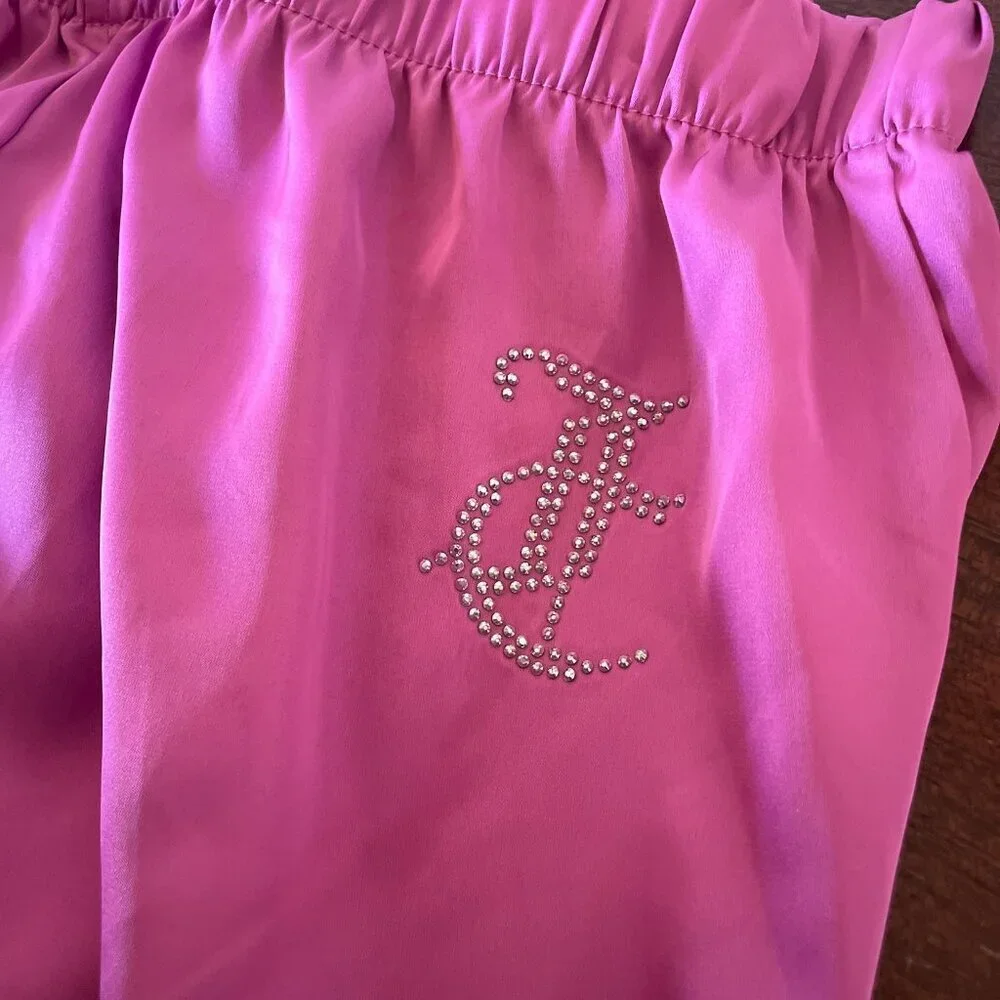 Juicy Couture Pink Satin Pajama Set | Rhinestone Bling Logo PJs Y2K Z M